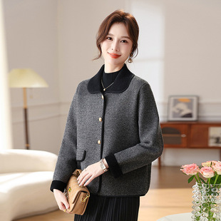 2025 Lapel Cardigan Spring New Arrival Mother's All-Match Jacket Fashionable Knitted Cardigan Women's Top for Middle-aged