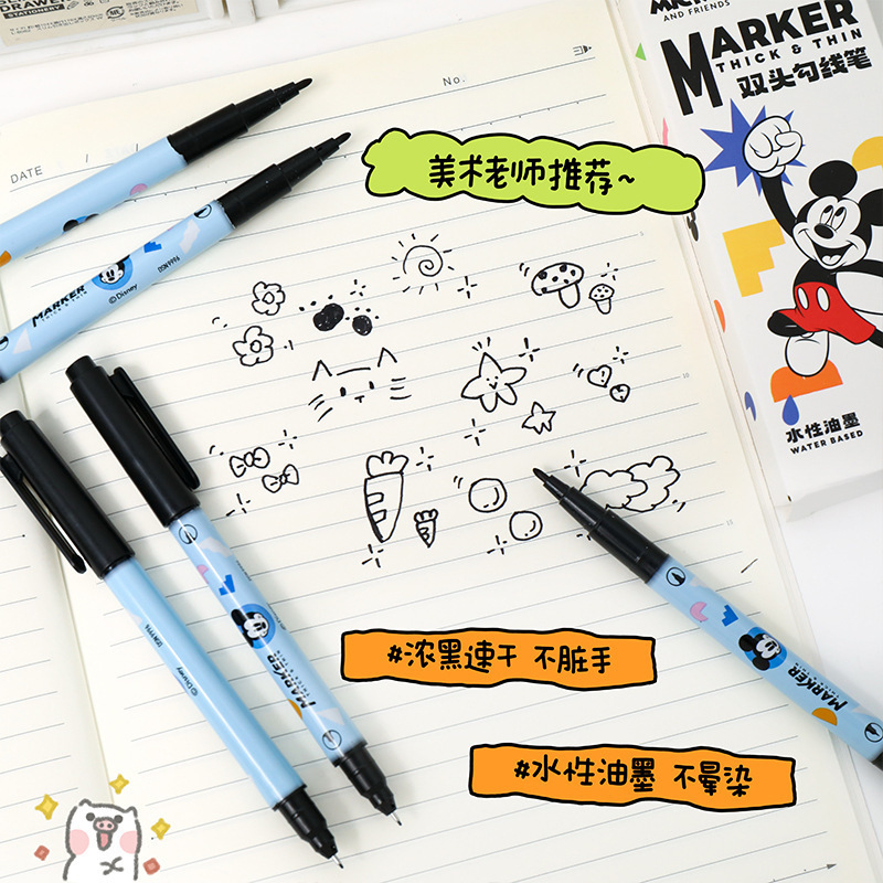 Autenticamente autorizado doble cabeza de arte marcadora acuosa pintura de arte personaje pincel de gancho en stock al por mayor