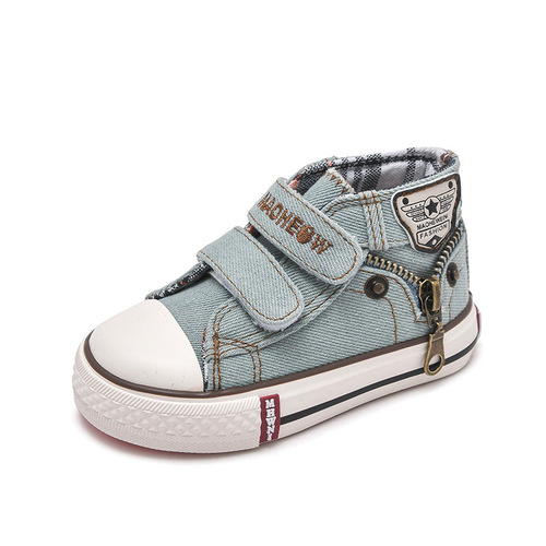 Baby boy soft bottom Velcro shoes 2024 new denim girls toddler shoes 0-1 years old brand baby shoes trend
