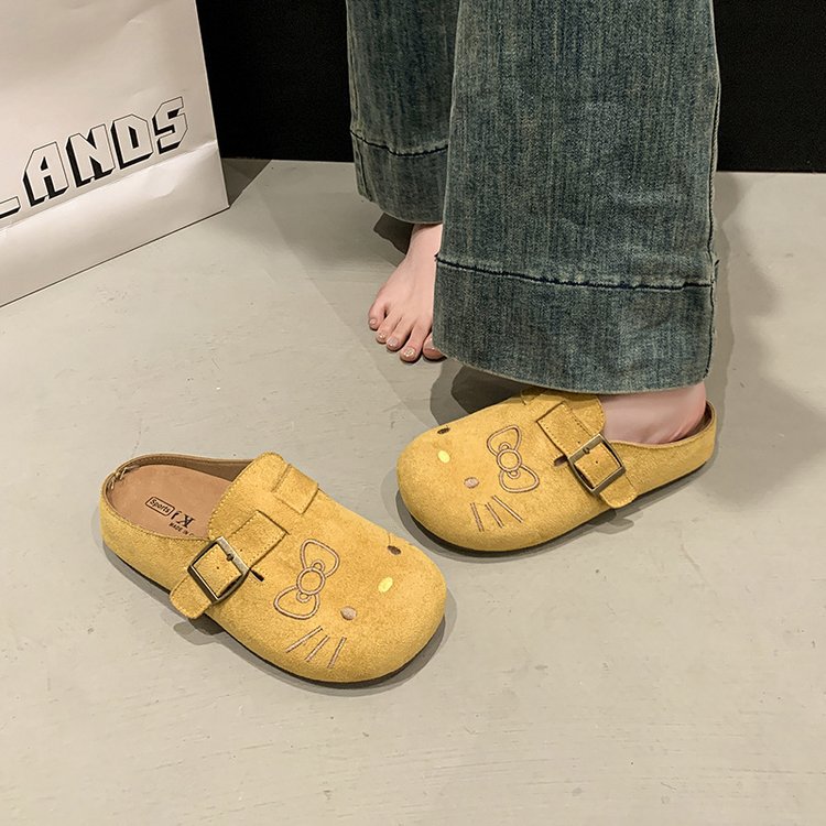 Modas pequeñas lindas zapatillas de dibujos animados de media cabeza zapatillas de mujer primavera y verano 2026 nuevas zapatillas de Bocken perezosas image 3