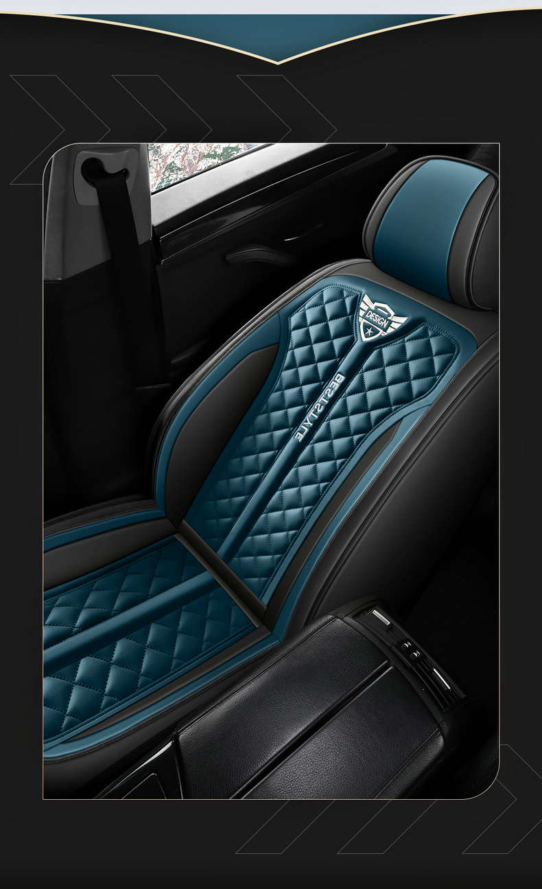 New Amazon Foreign Trade Model Five-Seater Full Leather Diamond-Shaped All-Season Comfortable Breathable Car Seat Cushion Cover