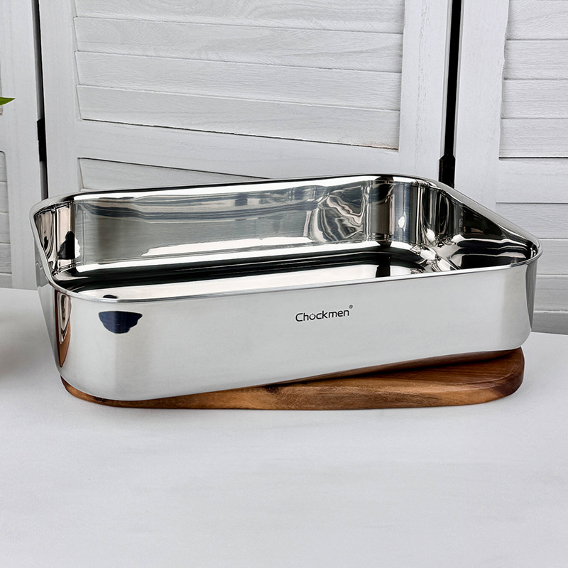 Chockmen Zhuo Deming 18/10 Plato cuadrado de acero inoxidable Plato de pescado a la parrilla Plato para hornear rectangular Bandeja casera para preparar platos