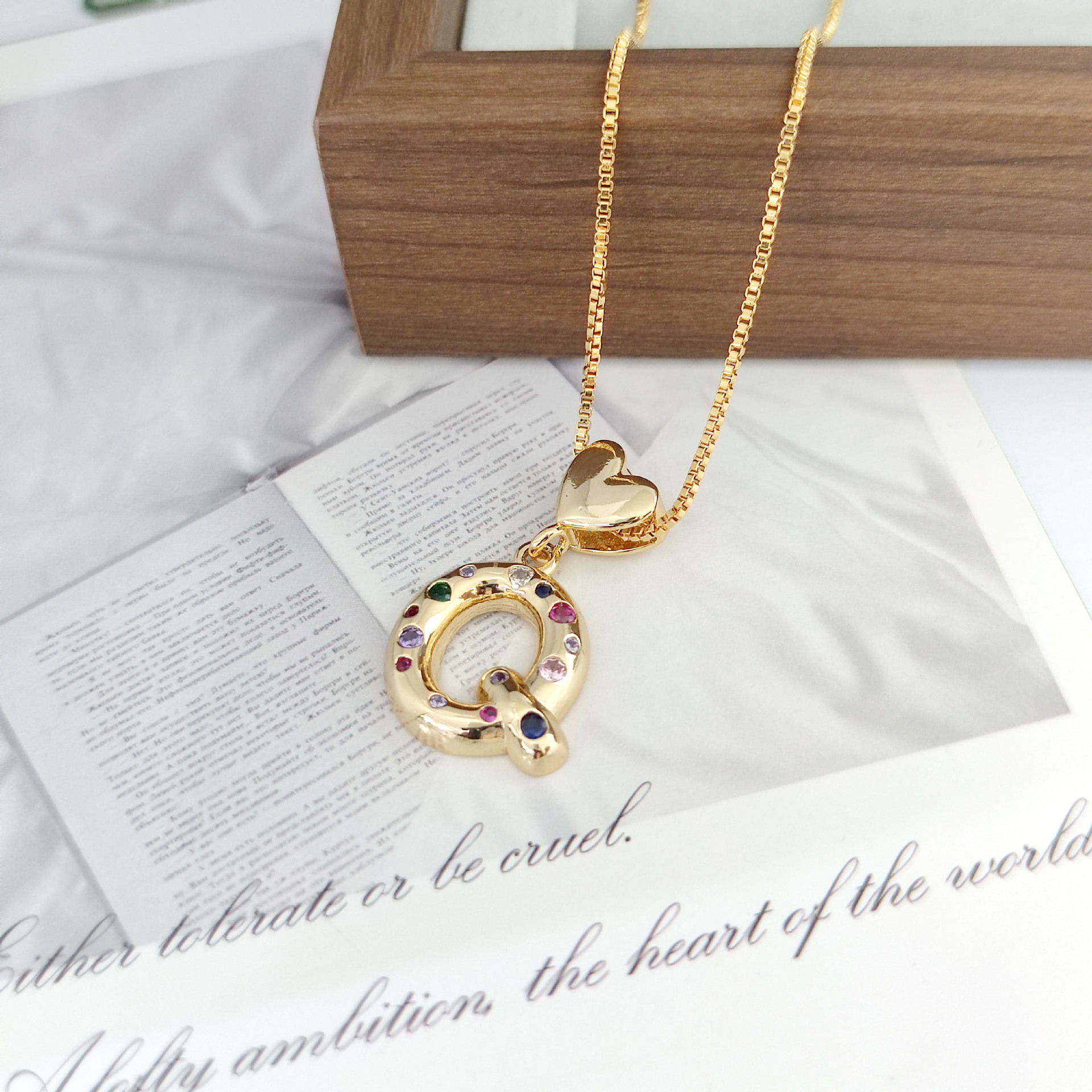 12g Weight Copper Pendant Material Zircon Inlay Material Pendant Necklace Classification Copper Chain Material 1 Piece Quantity Holiday, Daily Occasion Copper Material Letter, Heart Shape Pattern Women's Gender Inlay Design Simple Style Style Copper Inlay Letter Heart Shape Zircon Pendant Necklace 19