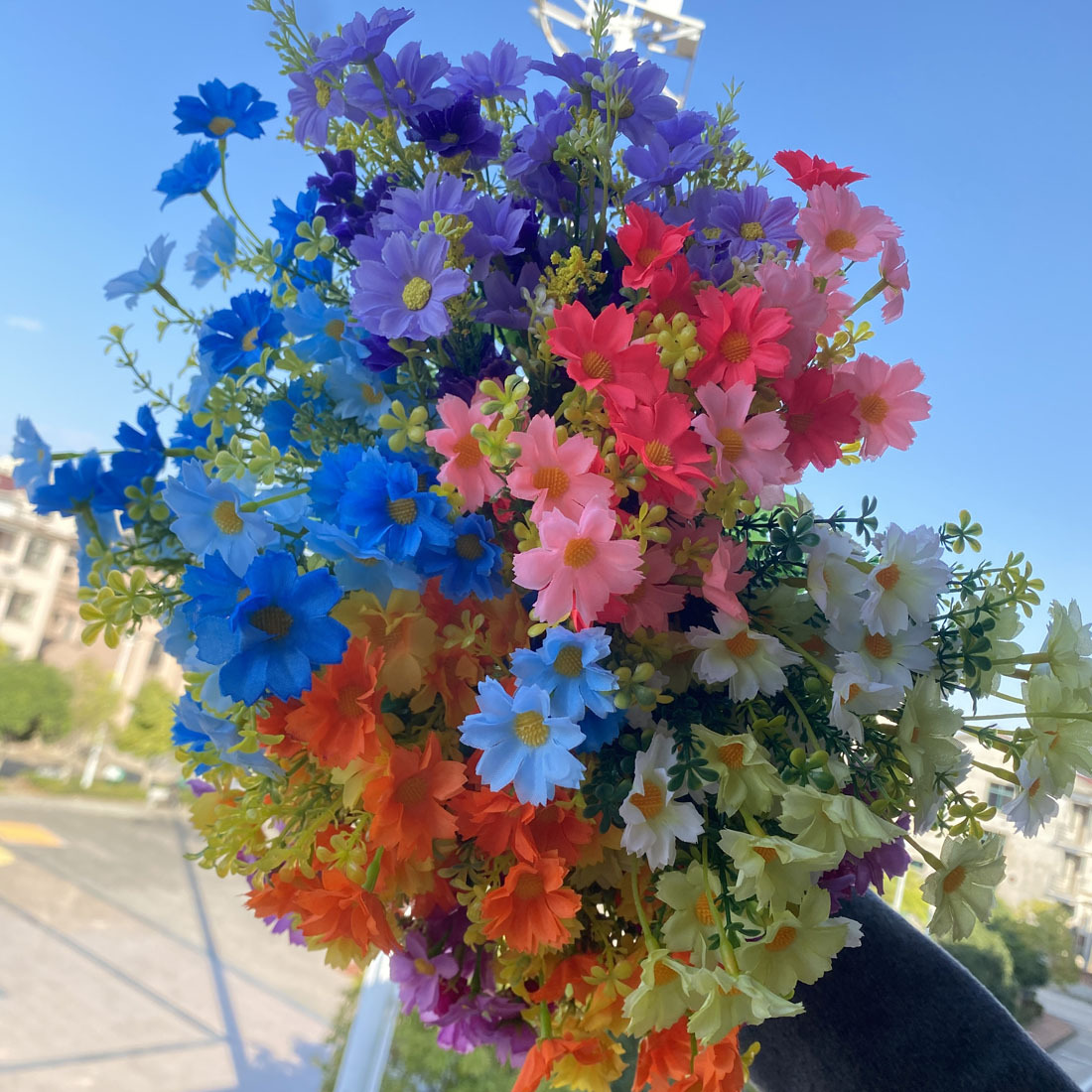 7 orquídeas de salto de horquilla jardín decorativo interior y exterior flores de seda flores falsas flores de flores de simulación