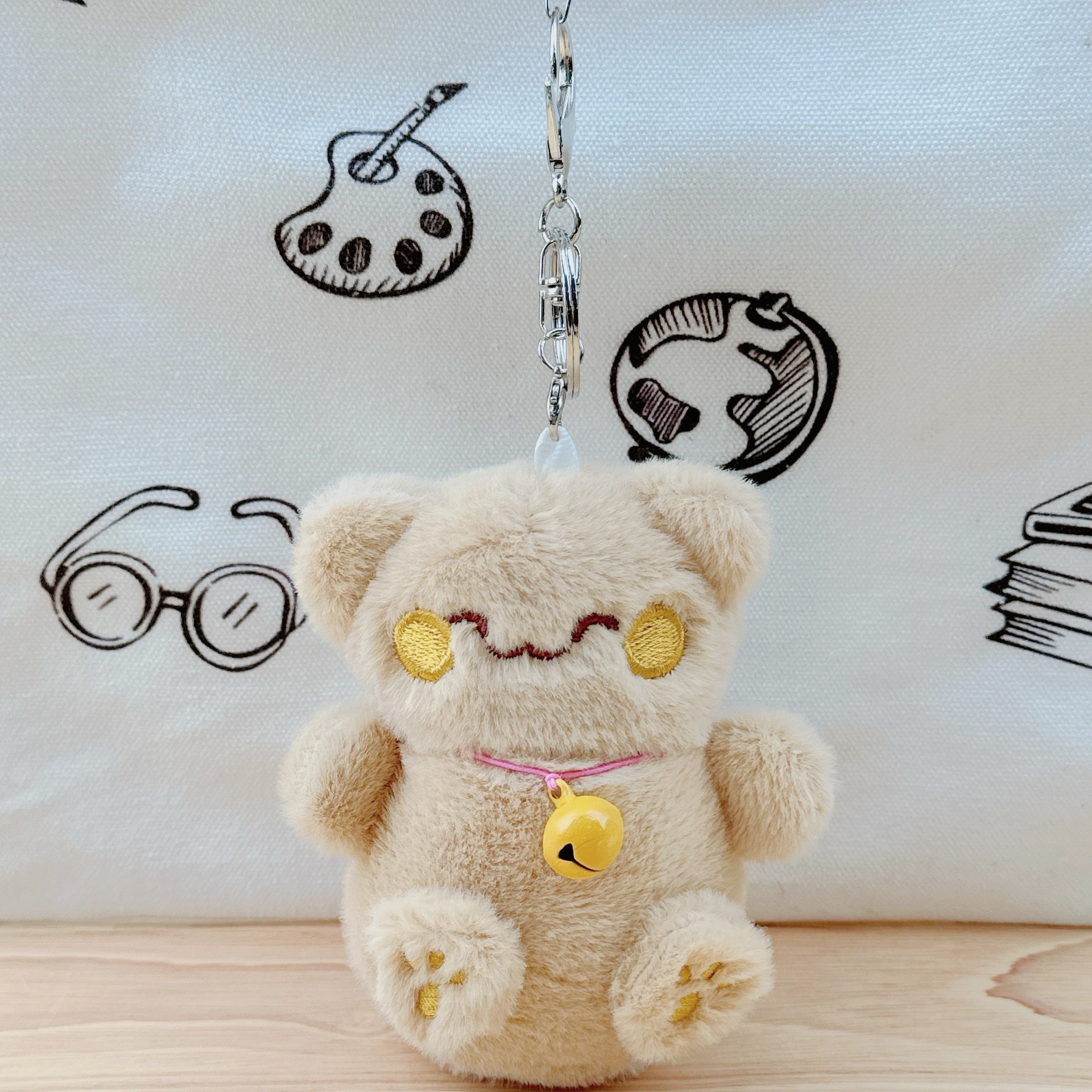 Caricatura campana gatos peluche muñeca llavero colgante lindo lindo lindo gatos bolsos colgantes muñeca máquina