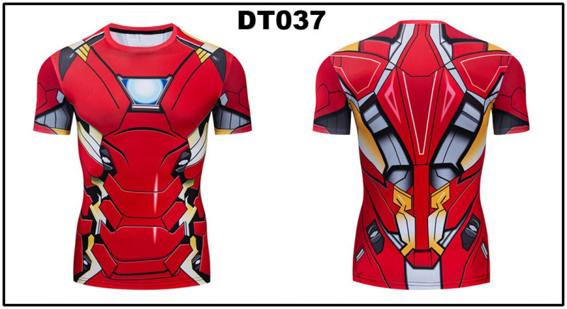 外国貿易アマゾン紳士服アベンジャーズ漫威DC同服運動フィットネス弾力服半袖tシャツ|undefined
