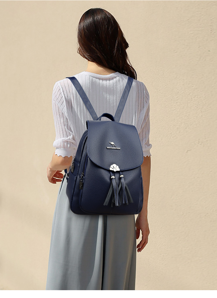 2024 new atmospheric student for women, and casual, versatile, large capacity soft leather, fashionable travel backpack_voghion.com