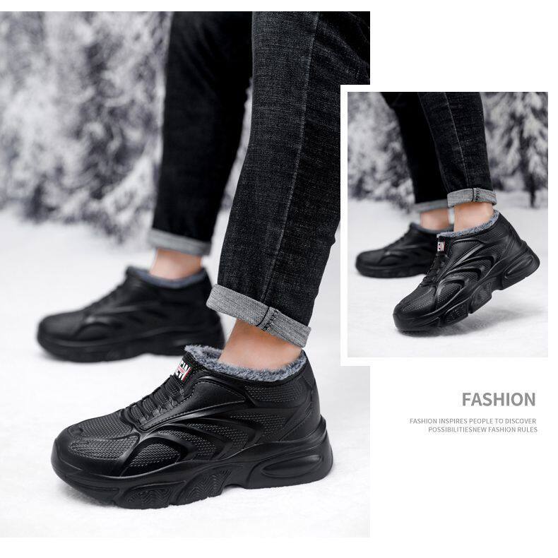 Giày bốt nam cổ thấp lót lông giữ ấm chống trượt chống thấm nước, gót 3-5 cm — 【2605EVA】Màu xám【Phiên bản lót lông】, 【2605EVA】Màu đen【Phiên bản lót lông】 chi tiết 15