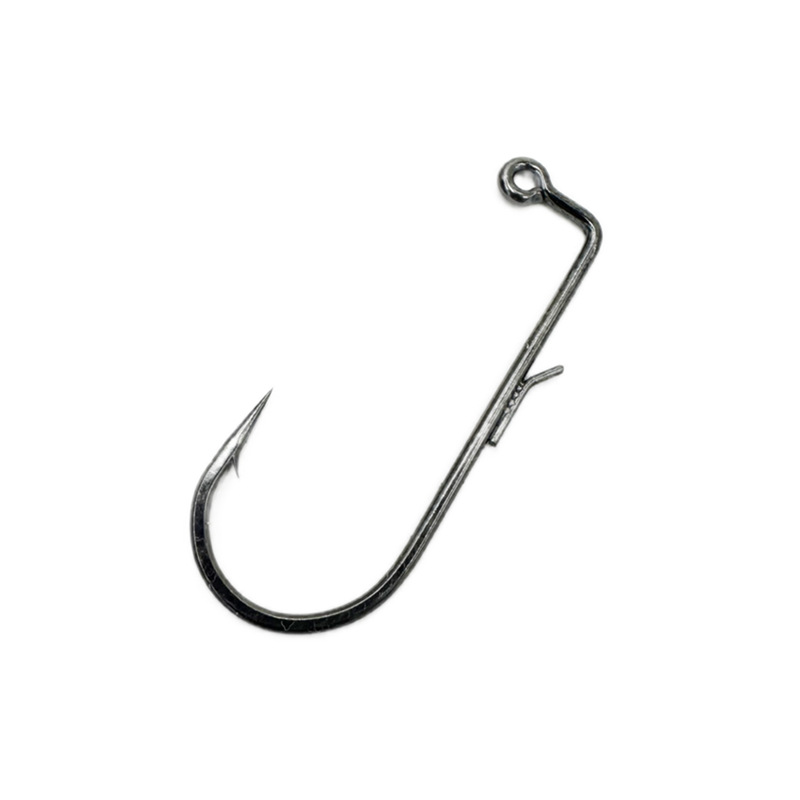 Gancho de manivela gancho de cabeza de plomo gancho de ángulo recto de púas planas de acero al carbono gancho de luya raya blanca que rebordea el gancho de pescado bajo
