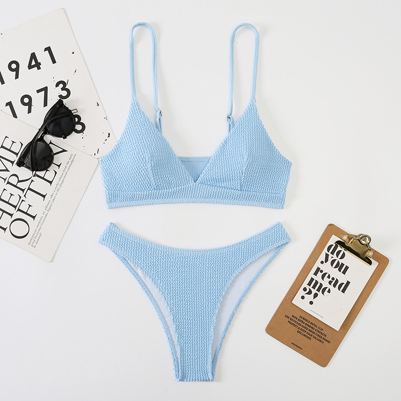 210g Weight Women's Solid Color 2 Pieces Set Bikinis Swimwear