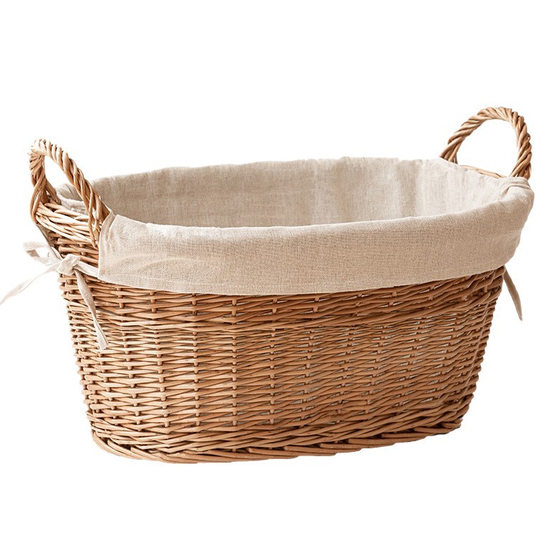 Canasta de ropa sucia tejida de mimbre personalizada transfronteriza Canasta de almacenamiento tejida a mano pastoral