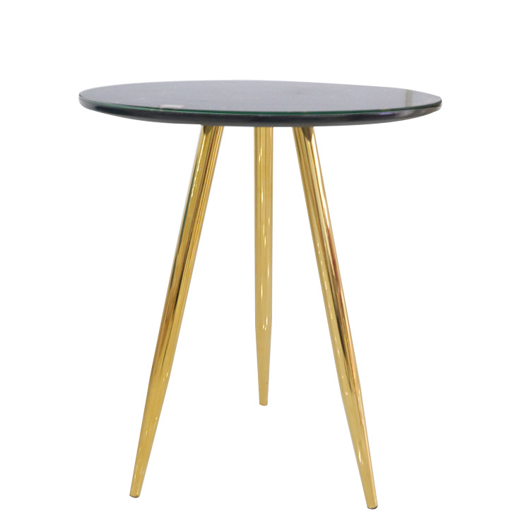 mesa lateral sala de estar tabla de roca pegada mesa de té lujoso pequeño hogar redonda mesa de café de vidrio templado