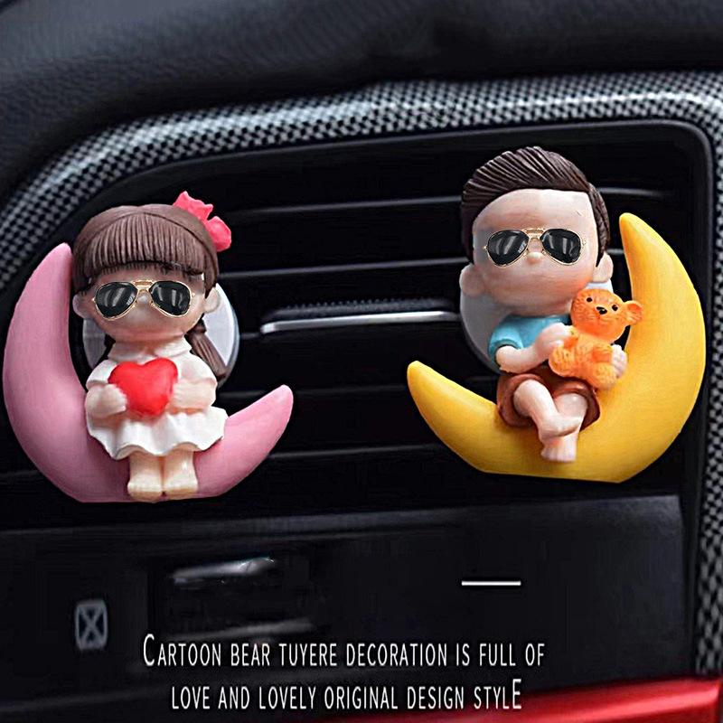 Perfume de automóvil romántico pareja aire acondicionado salida de aire perfumes clip de automóvil fragancia puede agregar perfume pareja creativa adornos