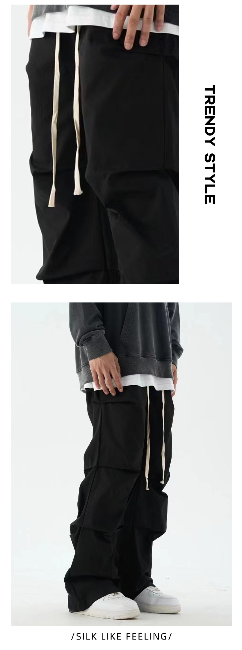 Men's Clothing design pleated overalls for men and women retro high street vibe fashion casual trousers ins trend_voghion.com