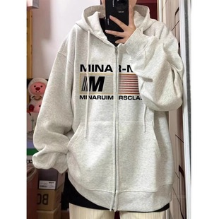 Children's American Style Vintage Lambskin Zipper Hooded Jacket Girls Autumn and Winter fleece-lined Thickened Middle and Big Children's Sweater Cardigan