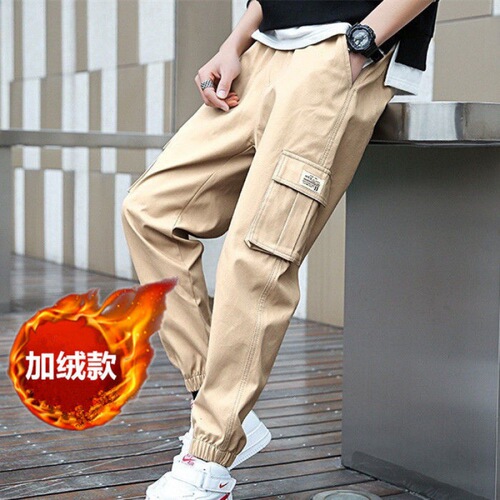 Workwear pants, loose-fitting ankle-tied pants, student thermal pants, fleece-lined pants, men's plus-size casual pants, workwear pants—men’s style