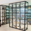手办乐高玻璃展示柜铝框环保茶灰色玻璃柜高定酒柜高达背柜储藏柜