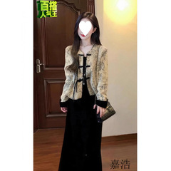 店铺热销开春新中式国潮轻国风盘扣高锰酸洗短款外套黑色其它/其