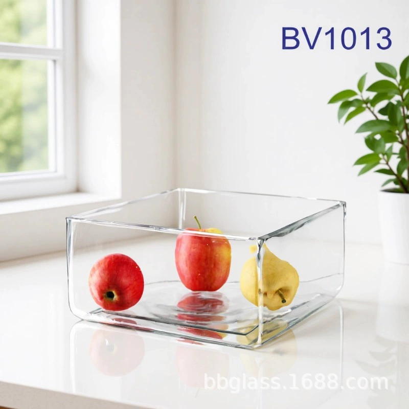 Стеклянное стекло Baobei, современная простая стеклянная квадратная банка, микропейзажная посуда, украшения для дома, банкета