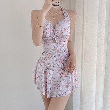 性感游泳衣女连体平角保守显瘦遮肚性感温泉小清新少女学生泳装