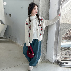 女童2025年秋季新款田园风针织开衫儿童钩花毛衣春秋百搭长袖上衣