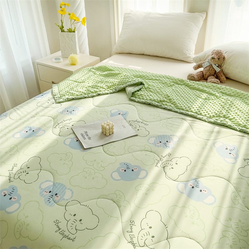 Edredón fresco de verano de frijoles de seda helada Edredón de aire acondicionado Edredón de verano para niños de verano Edredón fino lavable a máquina