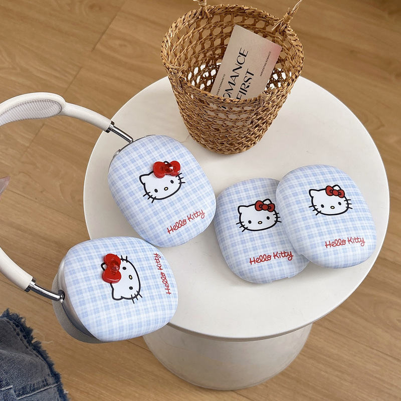 Japanese and Korean Cartoon Bow Cat Suitable for Airpodsmax Protective Cover Apple Head-Mounted Ear Caps Earmuffs Headphone Shell
