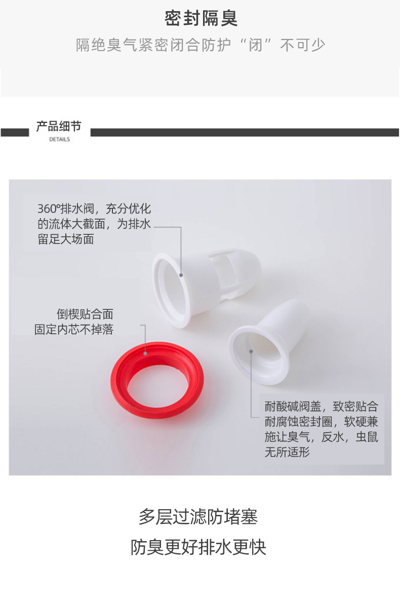 266卫生间防臭硅胶地漏芯下水道防虫过滤网地漏盖厕所地漏内芯