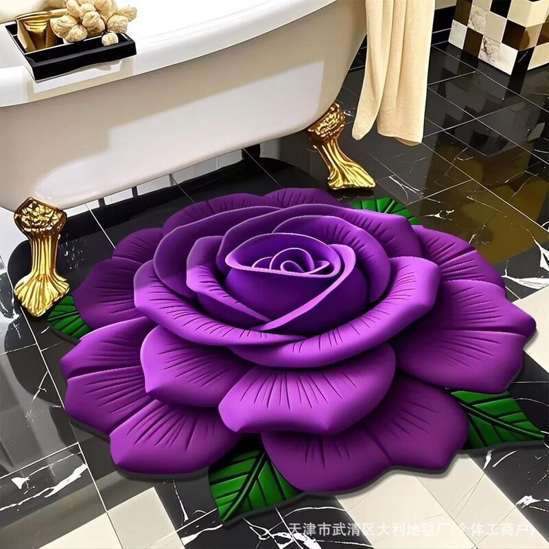 3D視覚花卉異形珪藻泥マット洗面台装飾マットトイレ吸水マット浴室マット|undefined