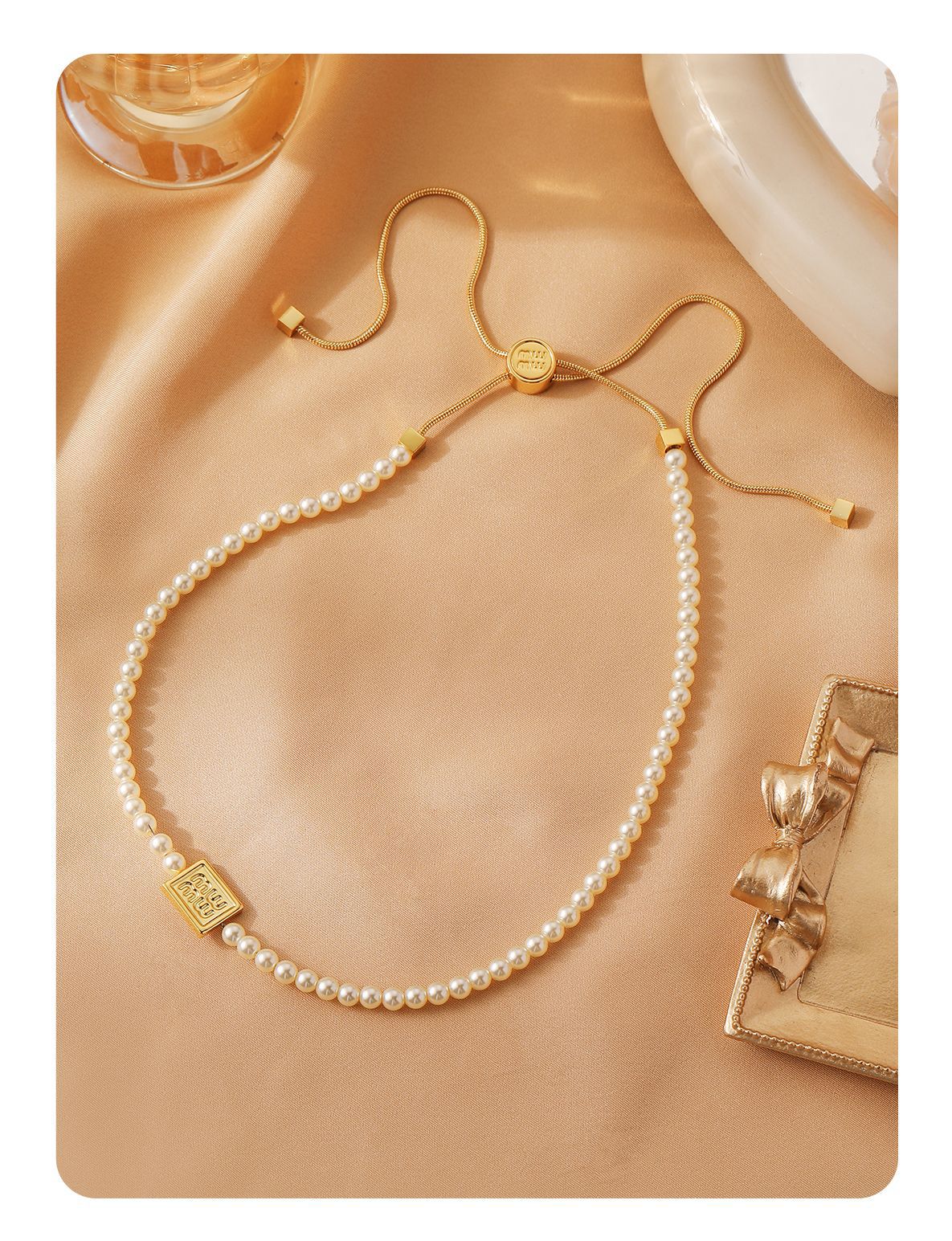 Holiday, Daily Occasion Imitation Pearl, Brass Material Geometric Pattern Women's Imitation Pearl Brass Beaded Geometric Pearl Charms Necklace Brass Jewelry