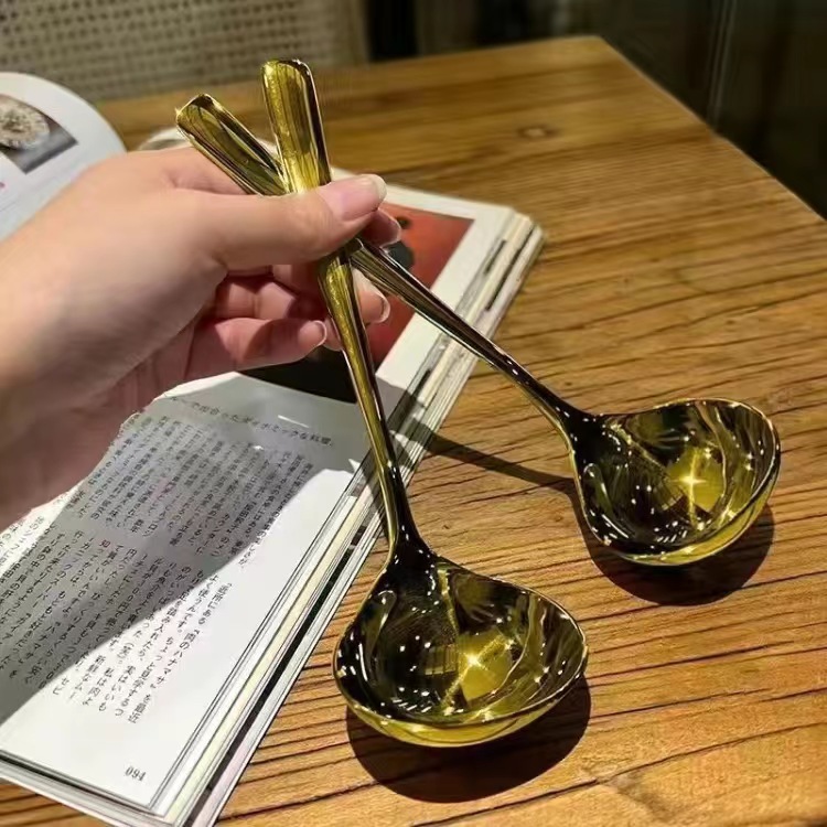 Stainless steel soup spoon big head spoon household long handle soup ladle porridge spoon soup shell kitchen cooking hot pot public spoon