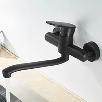 Nordic Fine Copper Черный удлиненный кран для горячей и холодной воды в стену Стиральная машина Кухонная раковина Овощная раковина в стену