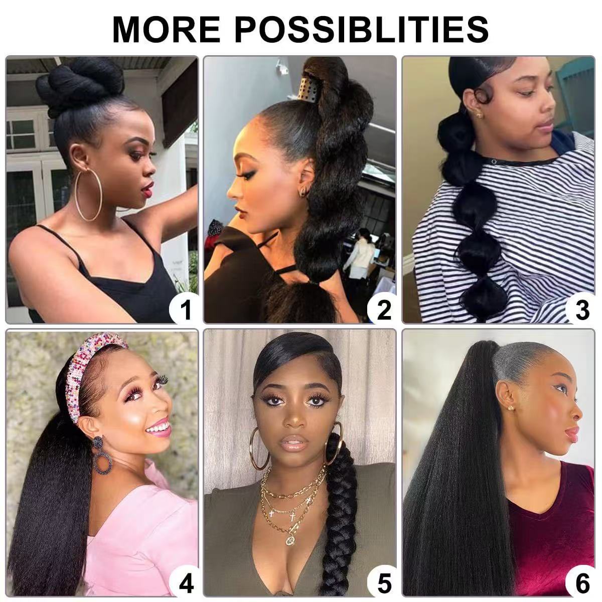 Transfronterizo de caballo Yaki Kinky Straight caballo natural esponjoso caballo alta peluca de fibra química