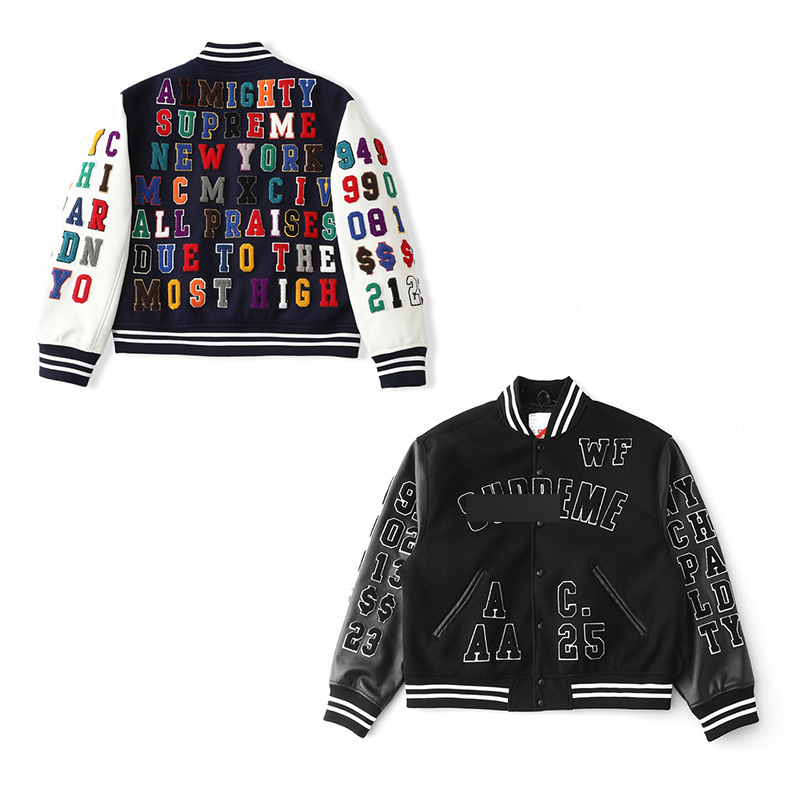 25Ss Heavyweight Badge-Sup Chenille Letter Embroidery Applique Varsity Baseball Jacket American Retro Trendy Jacket