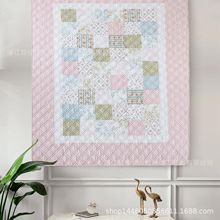 外贸韩国床盖水洗绗缝被粉色女孩床单手工拼布空调被床罩三件套