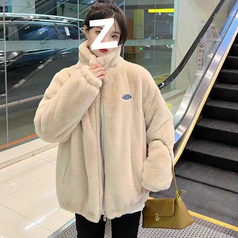 皮草女羊羔毛外套2025秋冬年轻新款仿獭兔毛毛上衣毛茸茸短款棉服