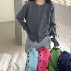 设计感韩系圆领毛衣开衫女2025秋冬新款简约软糯宽松针织外套C123
