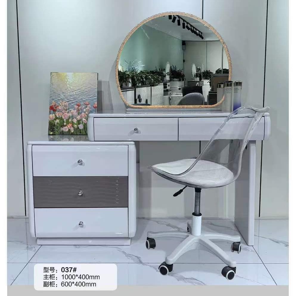 2026 New Model Makeup Table with Rock Slab, Integrated Dresser and Chest of Drawers, Cream Retro Style for Small Apartments, Simple and Modern