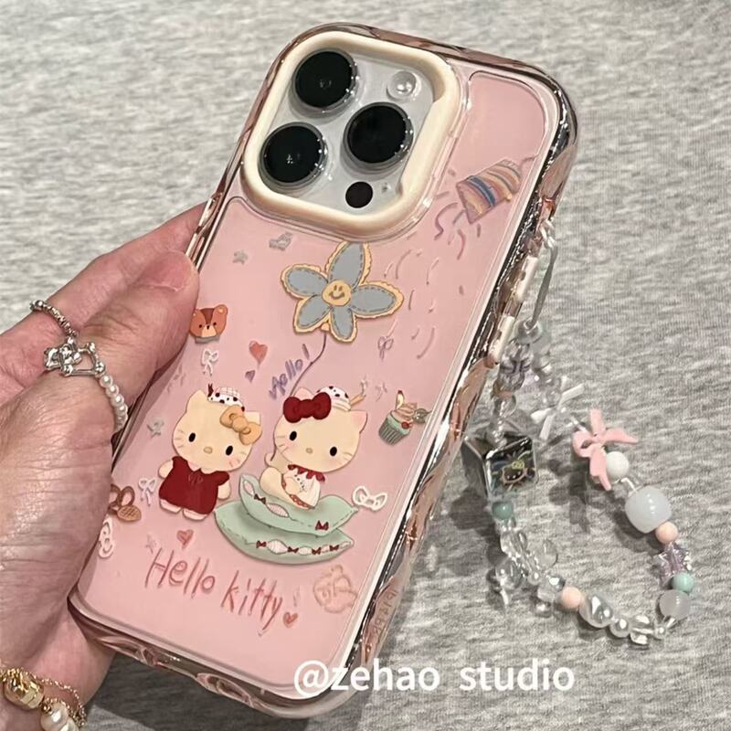 ins可爱波浪边kt两小只适用于iphone16promax手机壳苹果15/14/13|undefined