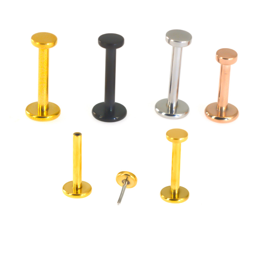 titanium steel toothless insertion pole round ball pointed cone round cake barbell labret ear studs nose stud piercing jewelry 0.8-1.2mm