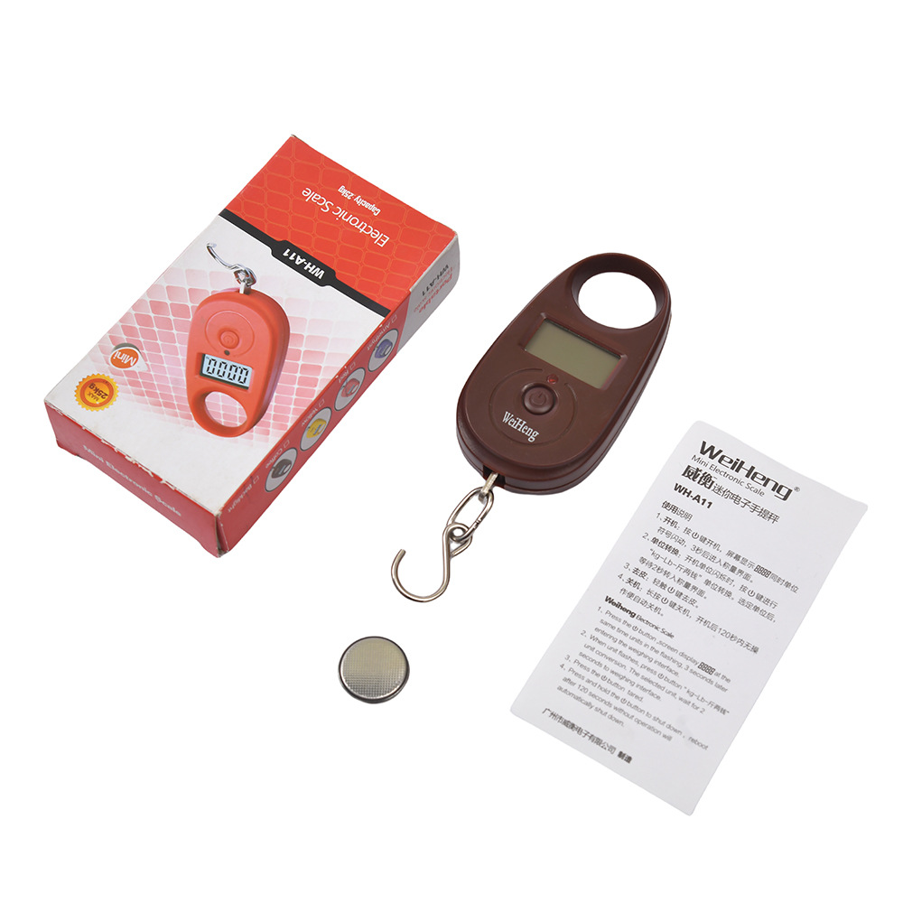 Sınır ötesi Weiheng WH-A11 ultra mini dijital el çantası küçük kanca ölçeği asılı ölçekli paket ölçeği 25 kg ağırlık hassasiyeti 5g