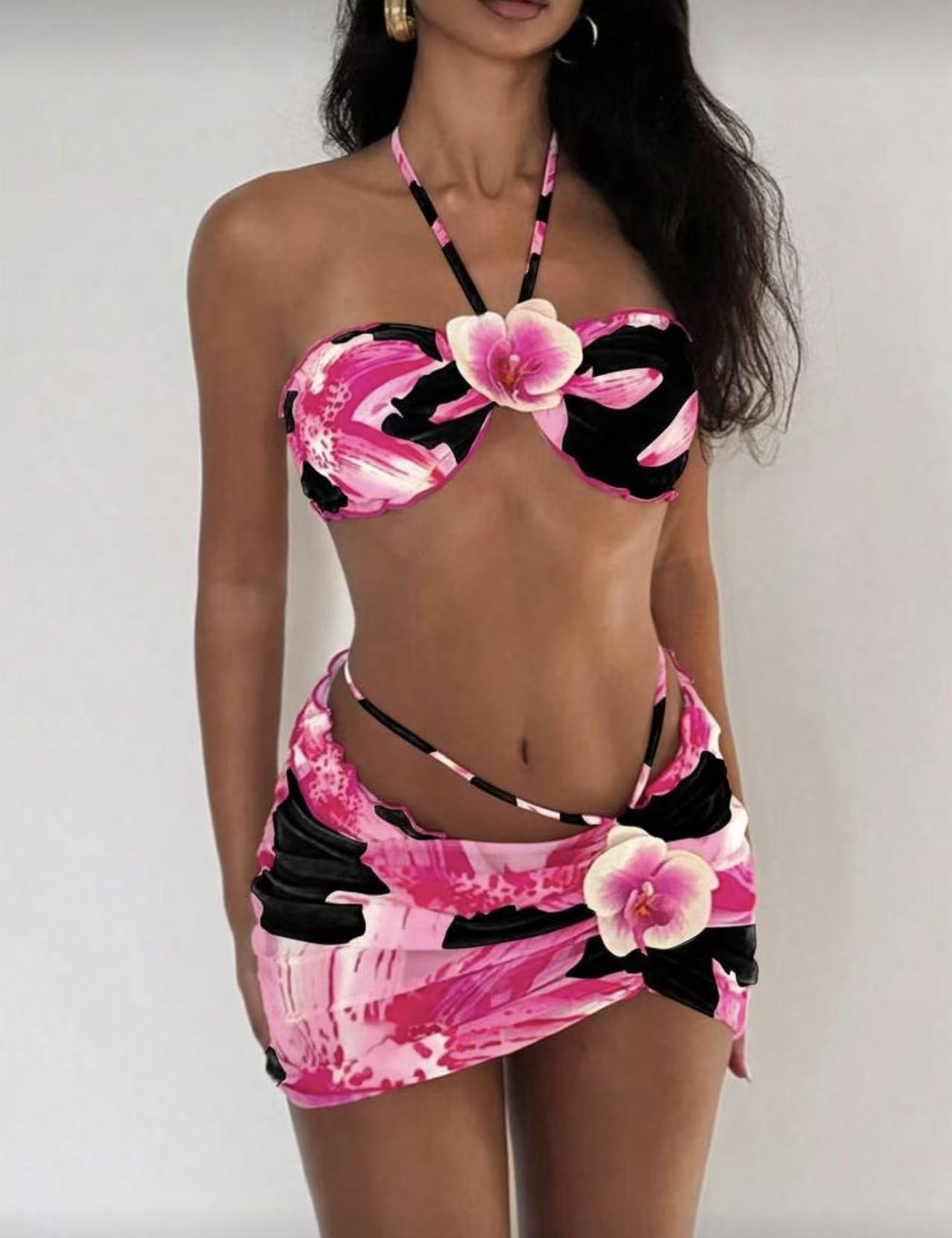Women's Three Piece Bikini Set Triangle Style Sexy Swimwear_voghion.com