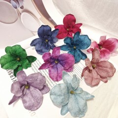 ベルベットの蘭の花 DIY ブライダルヘアアクセサリー 花飾り ヘアピン アクセサリー 花飾り 結婚式 ホームギフトボックス フェイクフラワー 胡蝶蘭