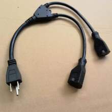 包郵定制3芯美標一分二插頭插座電源線   美規電線電纜公母延長線