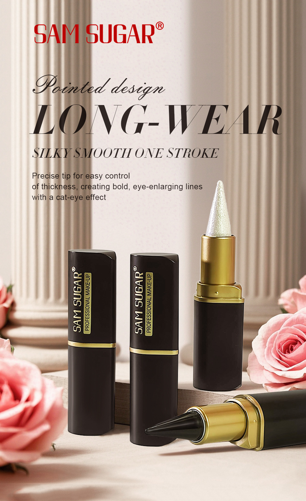 Matita labbra opaca SAM SUGAR, ombretto ricco a testina singola, eyeliner solido multicolore a lunga durata_voghion.com