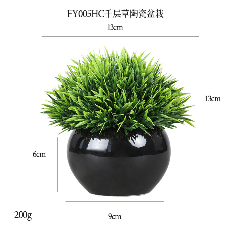 Planta Artificial de Bola Verde en Maceta de Cerámica y Plástico Decorativa para Escritorio