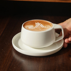 简约纯白咖啡杯陶瓷杯碟套装家用牛奶花茶杯下午茶杯子高档拿铁杯