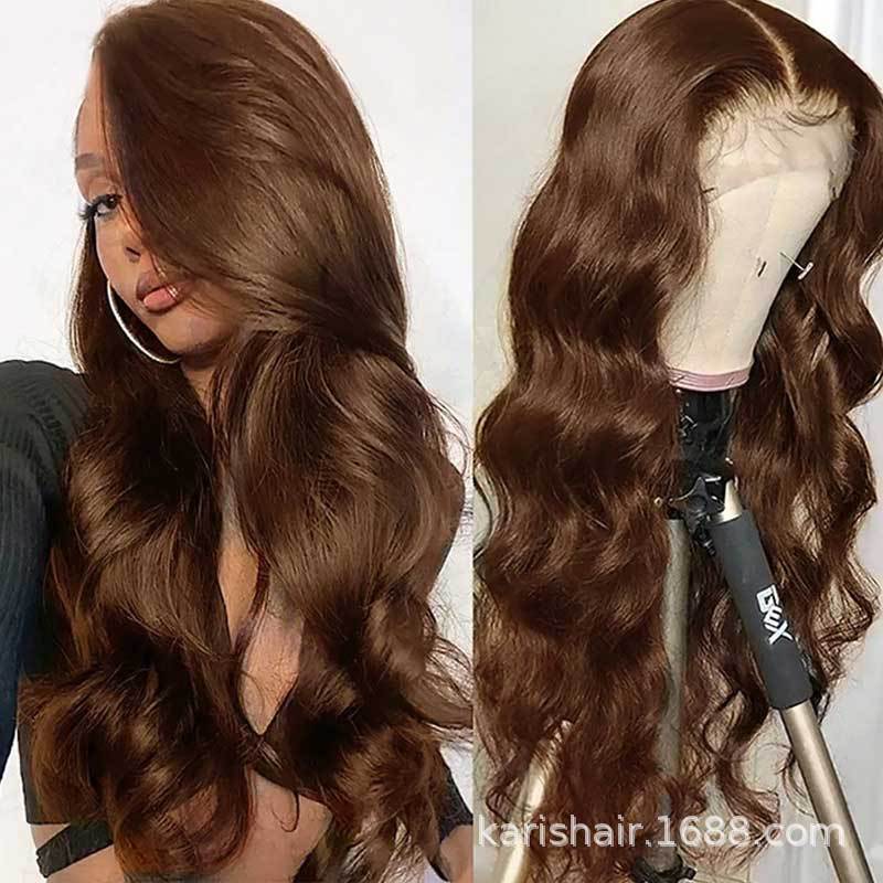 Cholocate marrón peluca comercio exterior pelo recto 13x4 peluca 4 #