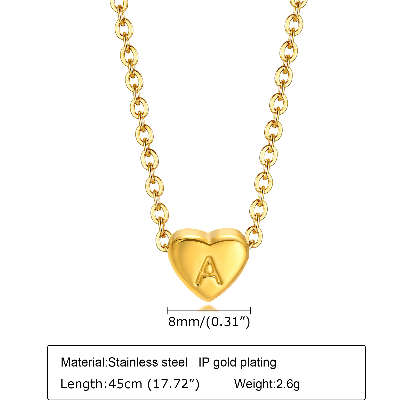 9g Weight PVD Coated Gold Plating Process Gold Plated Plating Material 201 Stainless Steel Pendant Material Pendant Necklace Classification 201 Stainless Steel Chain Material Simple Style Letter Titanium Steel Plating Pendant Necklace