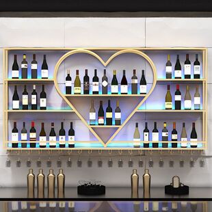 Wall-mounted Wine Cabinet Simple Hanging Bar Table Wine Rack Storage Rack Restaurant Iron Wine Rack Bar Wall-mounted Display Rack